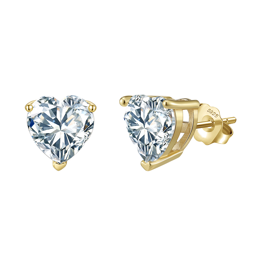 8A Crystal Heart Rhodium-Plated Stud Earrings