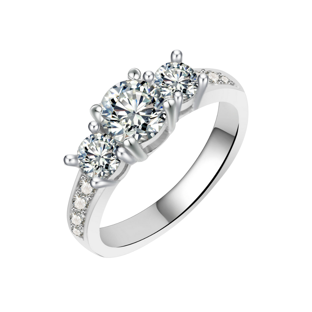Three-Stone Italy Silver Ring