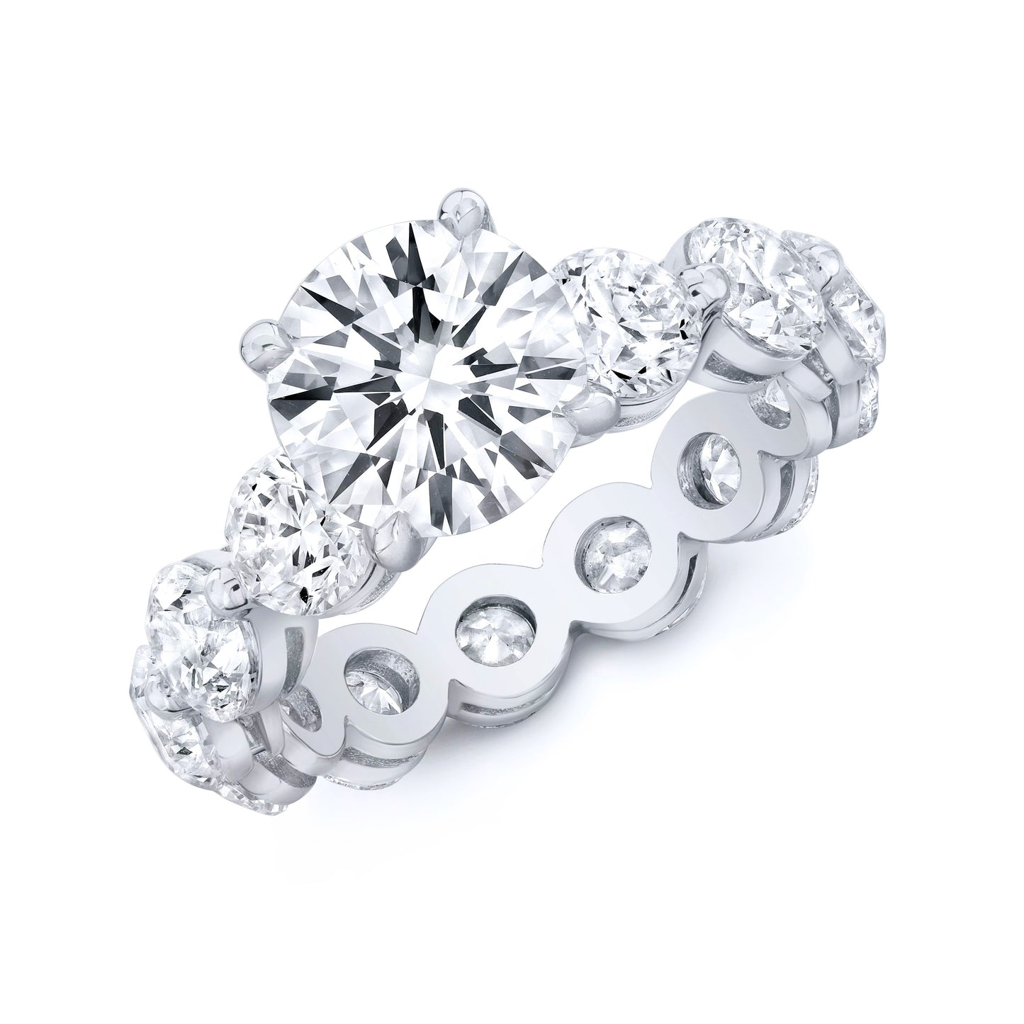 Crystal Eternity Rhodium-Plated Ring