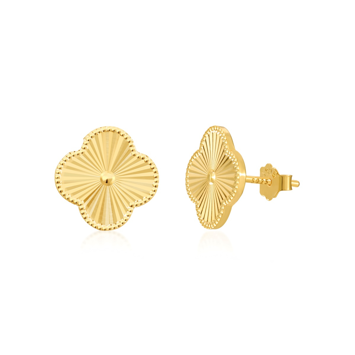 Plain Clover Electroplated Rhodium-Plated Earrings