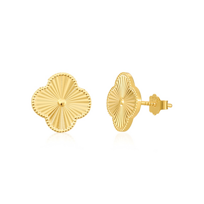 Plain Clover Electroplated Rhodium-Plated Earrings