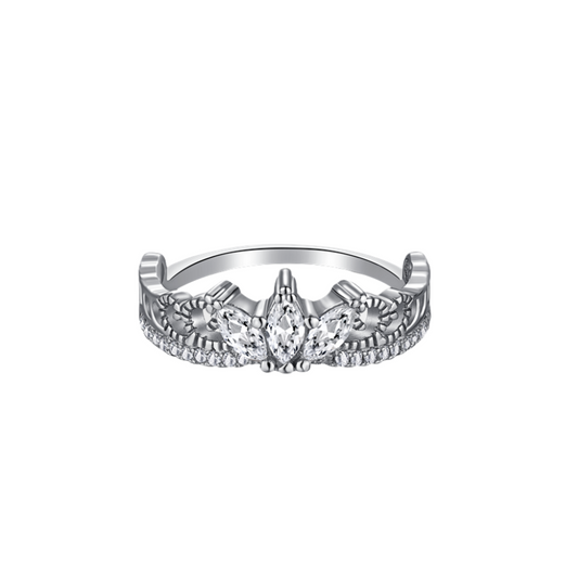 Princess Tiara Rhodium-Plated Ring