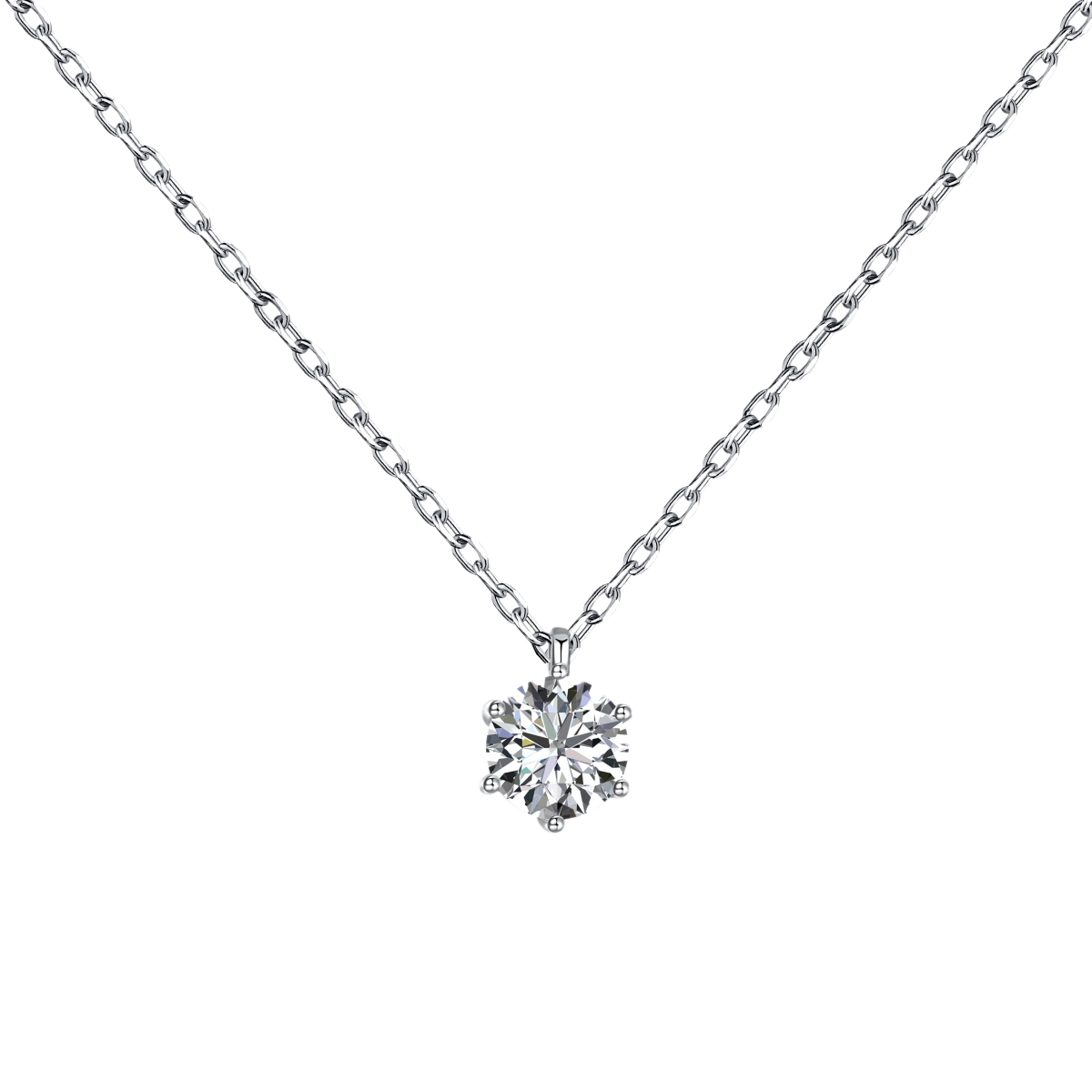 Solitaire Rhodium-Plated Necklace