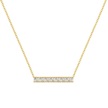 Crystal Bar Rhodium-Plated Necklace