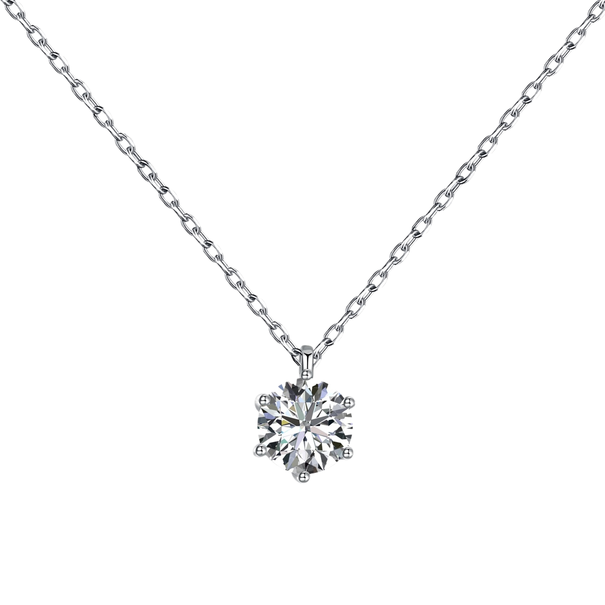 Minimalist Crystal Round Pendant Rhodium-Plated Necklace