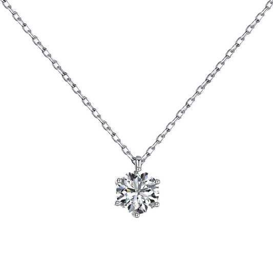 Minimalist Crystal Round Pendant Rhodium-Plated Necklace