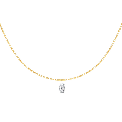Oval Dangling Rhodium-Plated Necklace