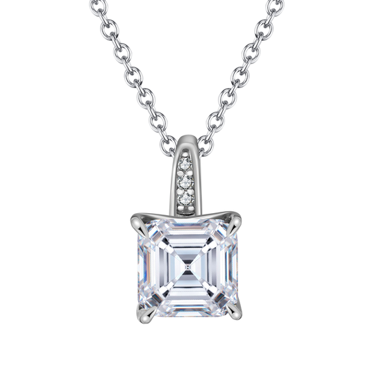 8A Princess Cut Rhodium-Plated Necklace