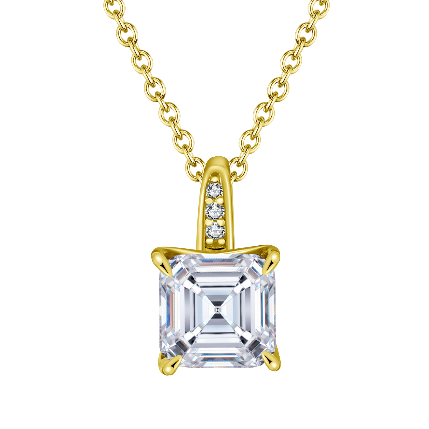 8A Princess Cut Rhodium-Plated Necklace
