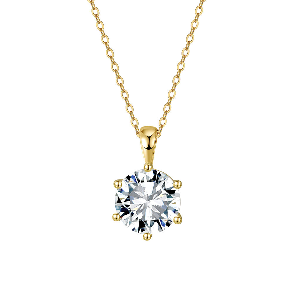 8A Solitaire Pendant Rhodium-Plated Necklace