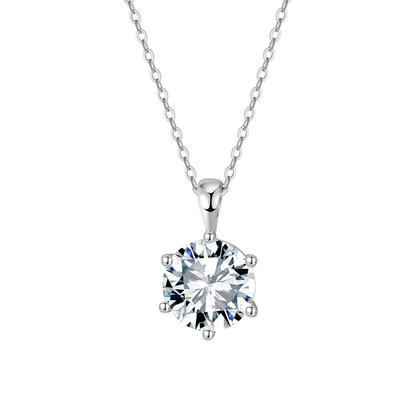 8A Solitaire Pendant Rhodium-Plated Necklace