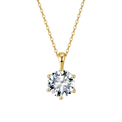 8A Solitaire Pendant Rhodium-Plated Necklace