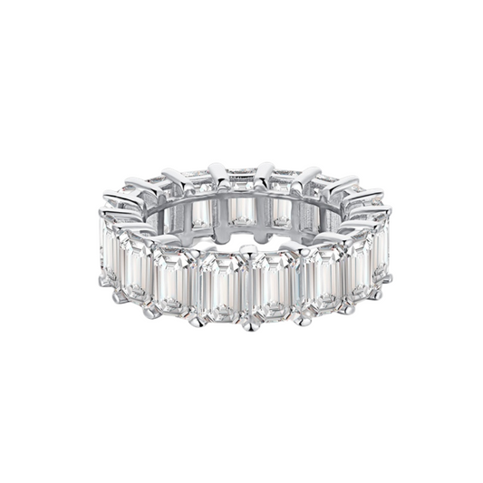 Big Baguette Rhodium-Plated Ring