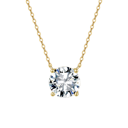 8A Solitaire Centered Rhodium-Plated Necklace