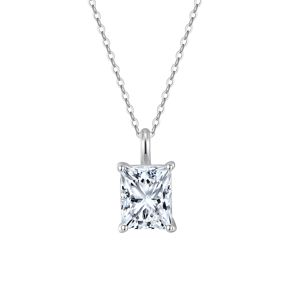 8A Radiant Cut Rhodium-Plated Necklace