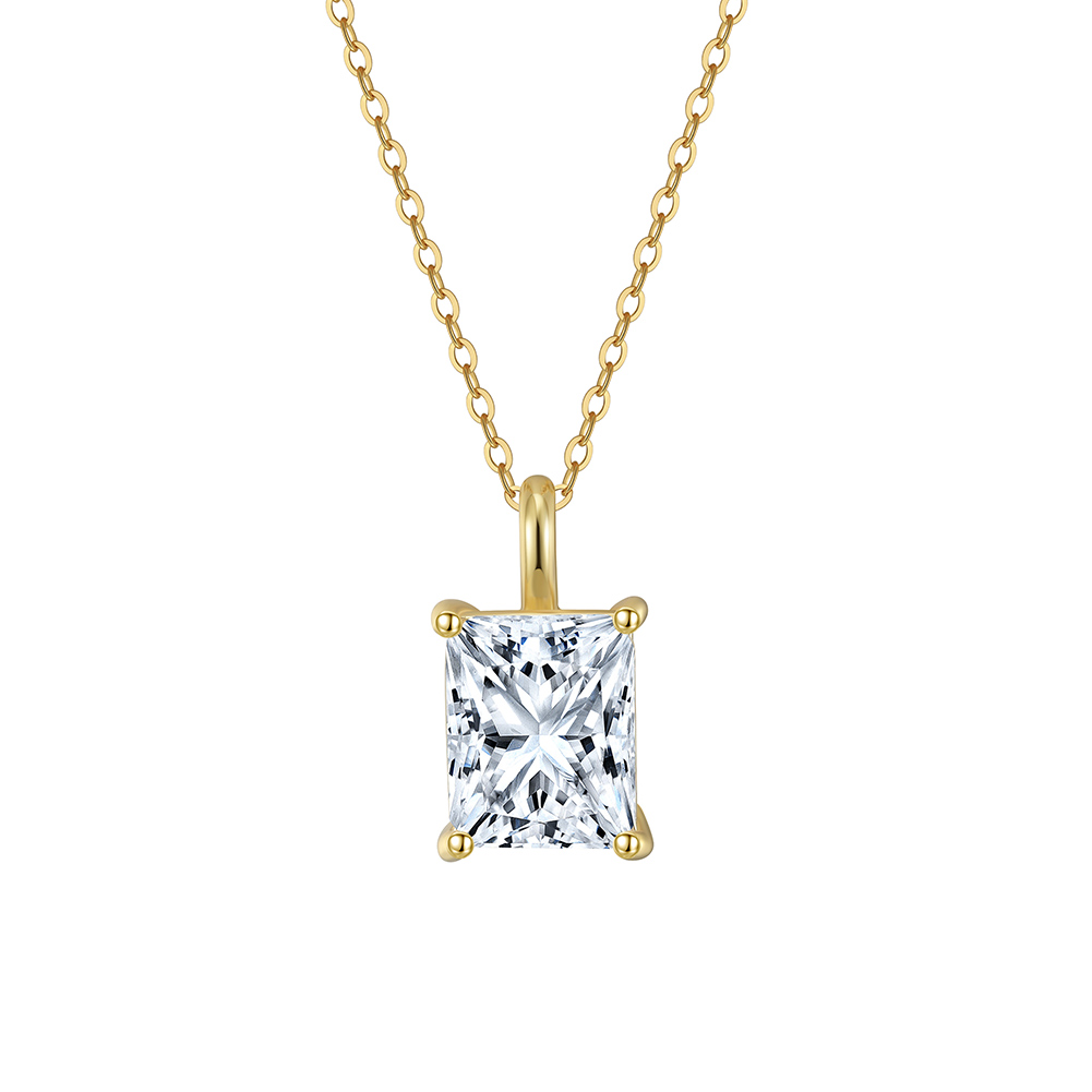 8A Radiant Cut Rhodium-Plated Necklace