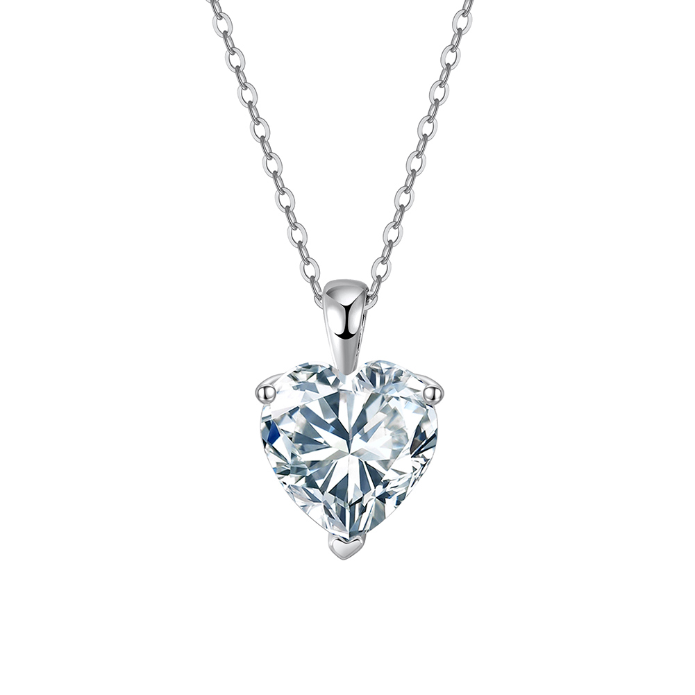 8A Heart Crystal Rhodium-Plated Necklace