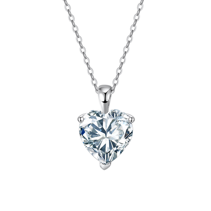 8A Heart Crystal Rhodium-Plated Necklace