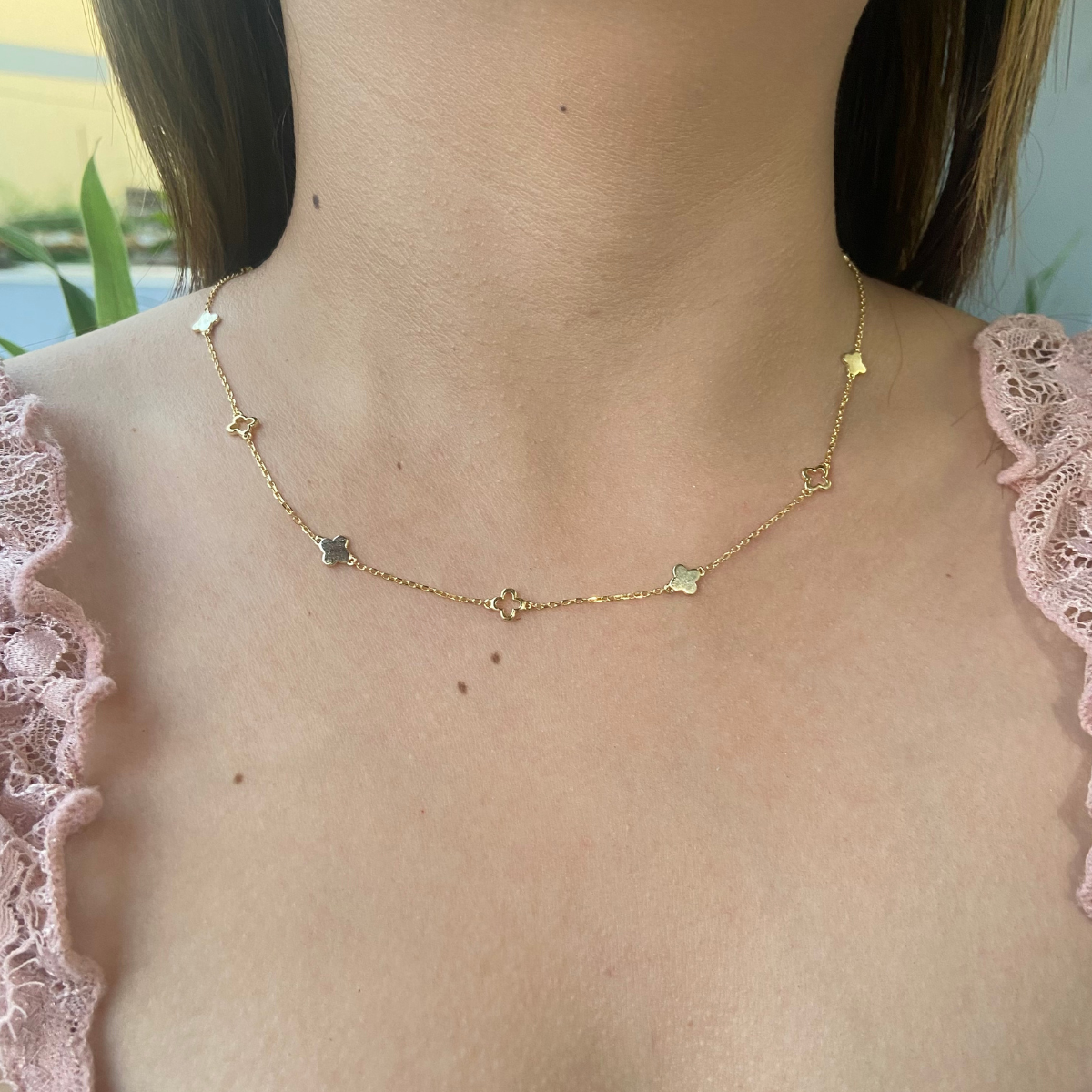 Flower Station Rhodium-Plated Necklace