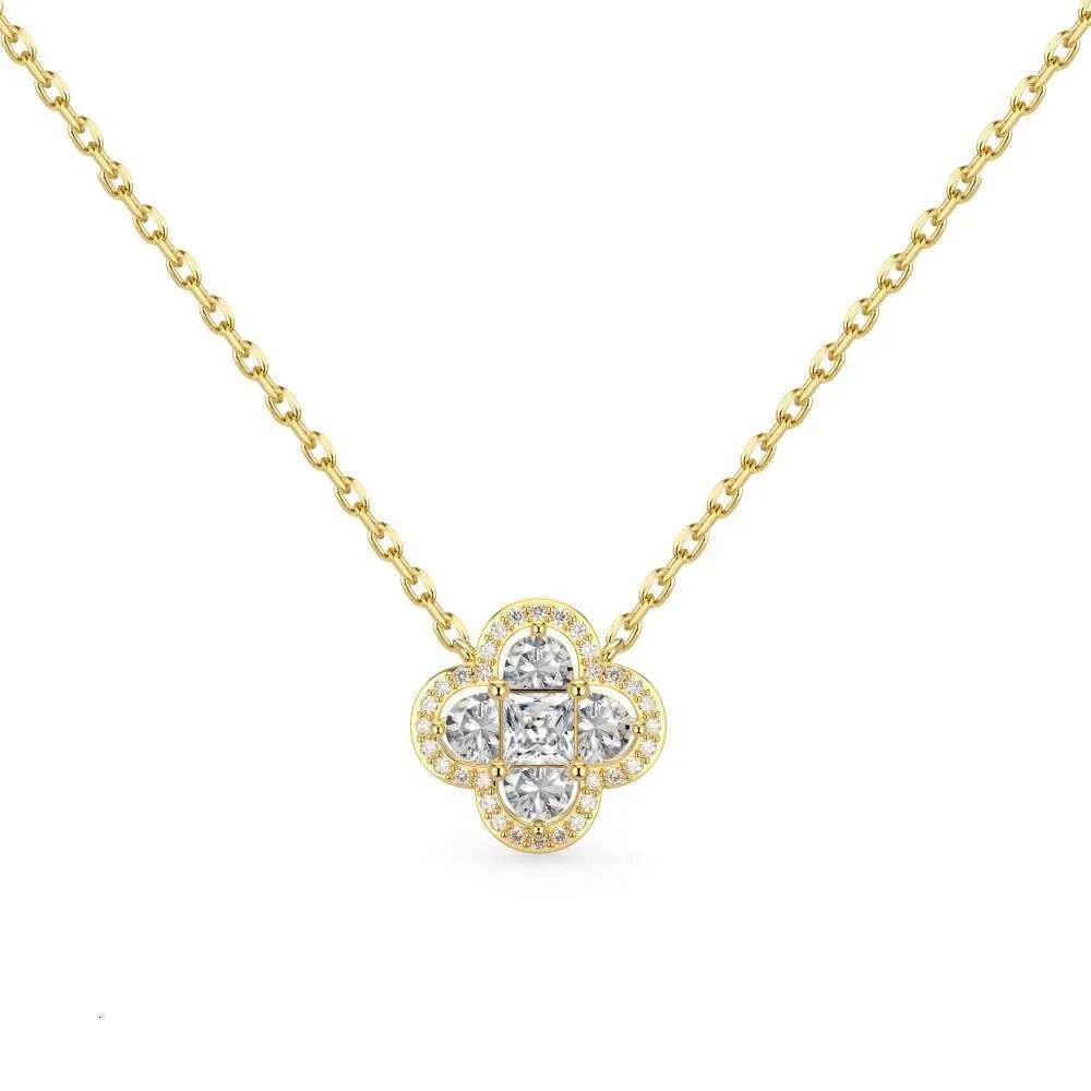Big Clover Crystal Rhodium-Plated Necklace