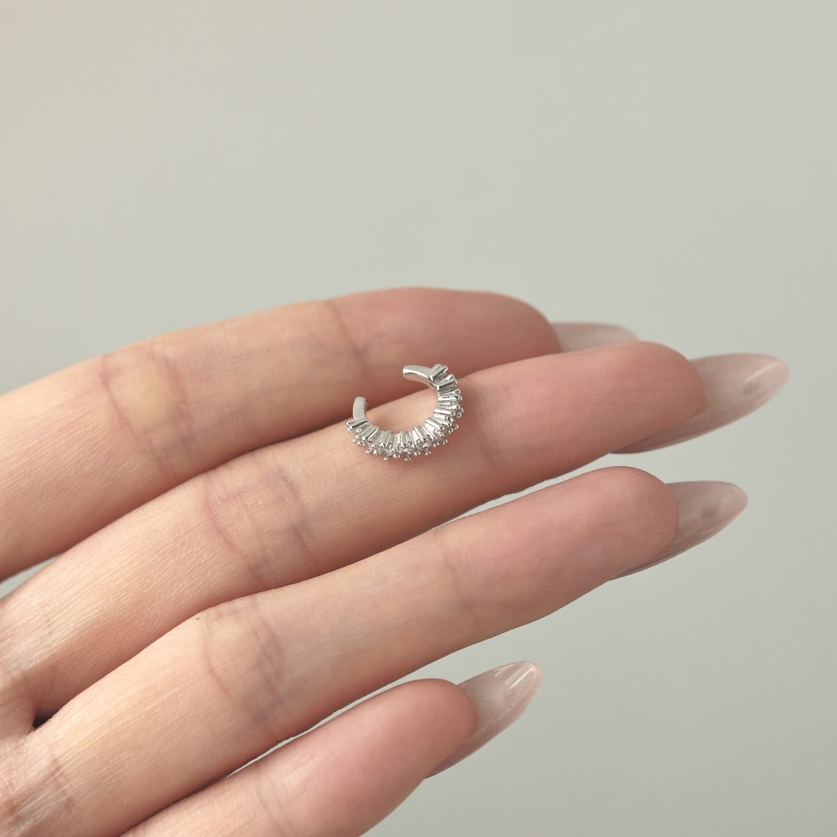 Crystal Rhodium-Plated Ear Cuff Earrings