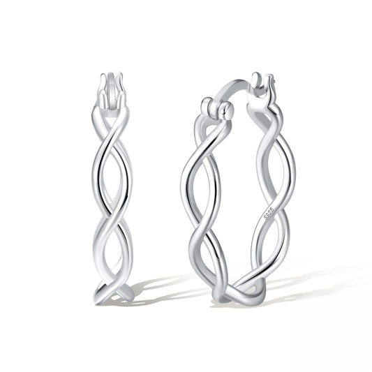 Infinity Rhodium-Plated Hoop Earrings