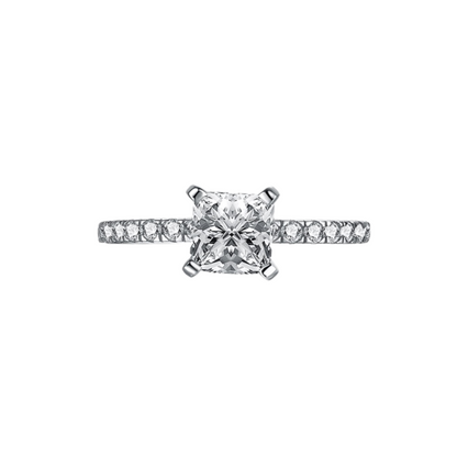 Princess Cut Rhodium-Plated Ring