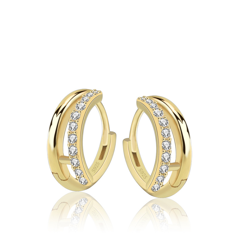Double Rhodium-Plated Hoop Earrings