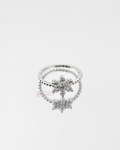 Flower Bubble Rhodium-Plated Rings