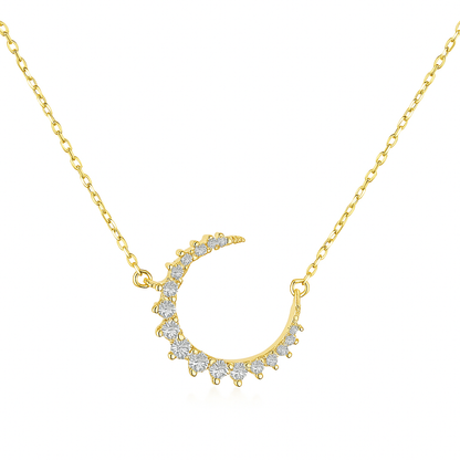 Crescent Moon Rhodium-Plated Necklace