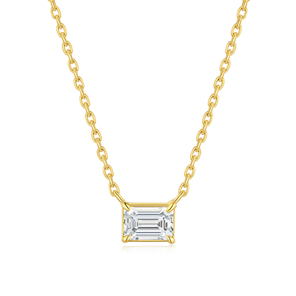Emerald Cut Rhodium-Plated Necklace