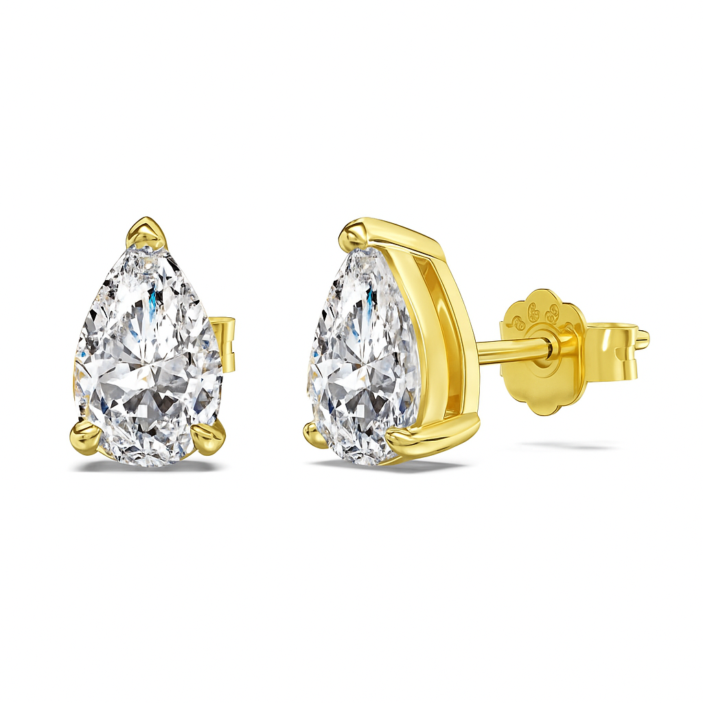 Mini Pear Cut Rhodium-Plated Stud Earrings