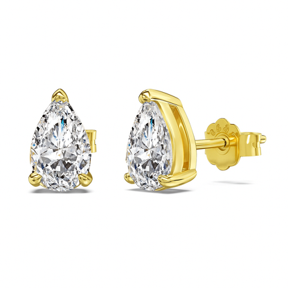 Mini Pear Cut Rhodium-Plated Stud Earrings