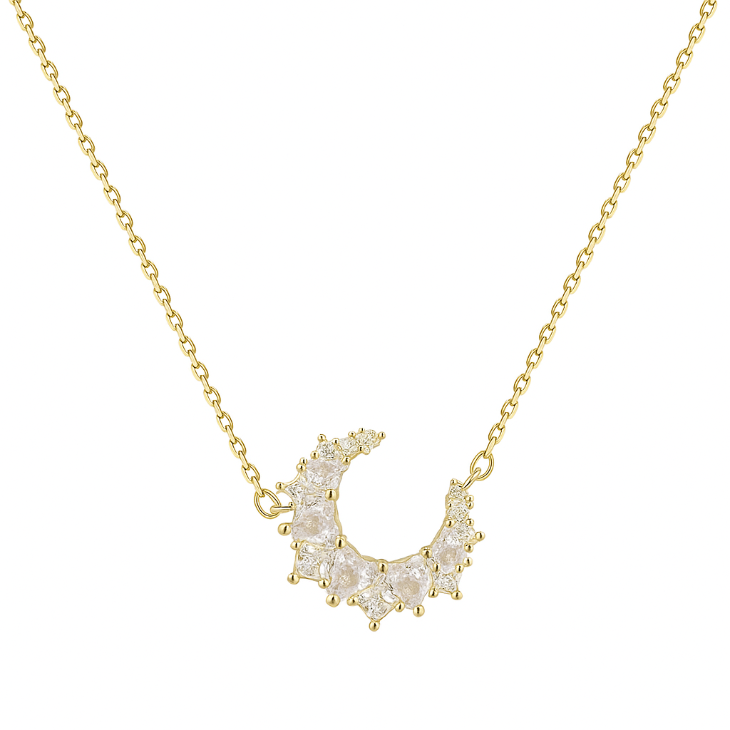 Crystal Moon Rhodium-Plated Necklace