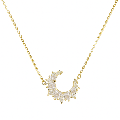 Crystal Moon Rhodium-Plated Necklace