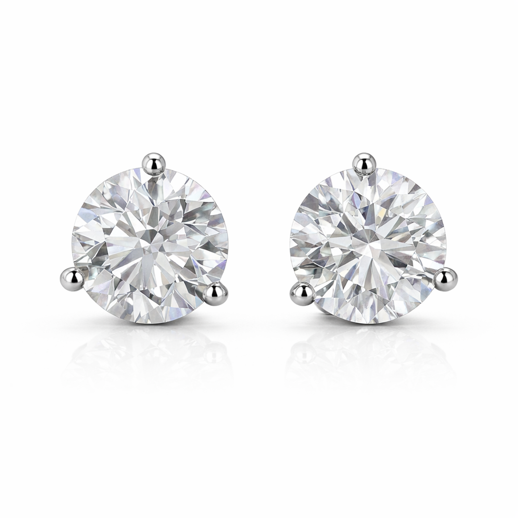 Round Crystal Moissanite Earrings