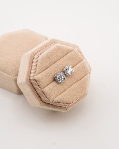 Cushion Illusion .5ct Rhodium-Plated Earrings