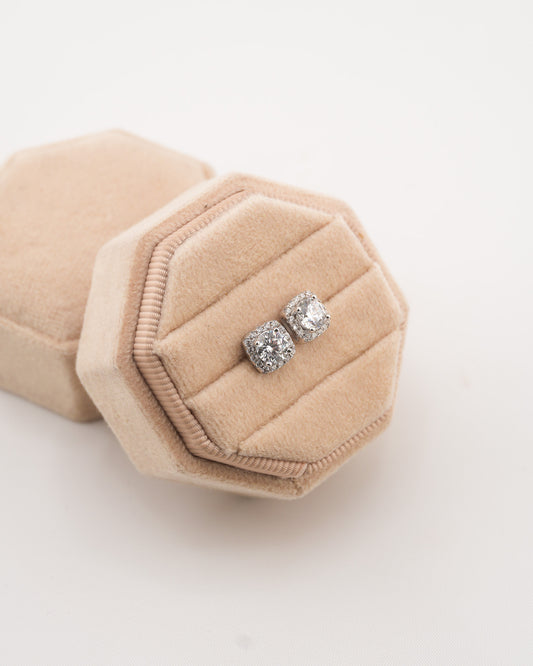 Cushion Illusion .5ct Rhodium-Plated Earrings