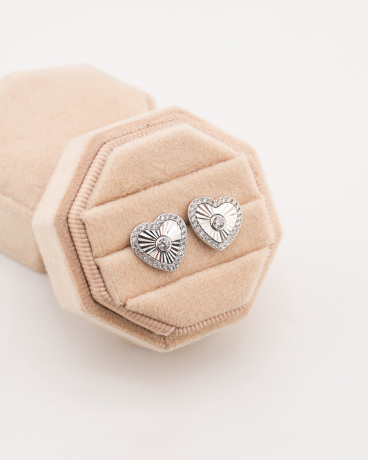 Heart Stone Stud Rhodium-Plated
