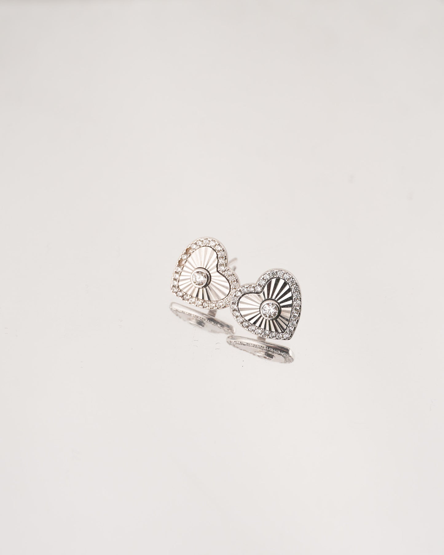 Heart Stone Stud Rhodium-Plated