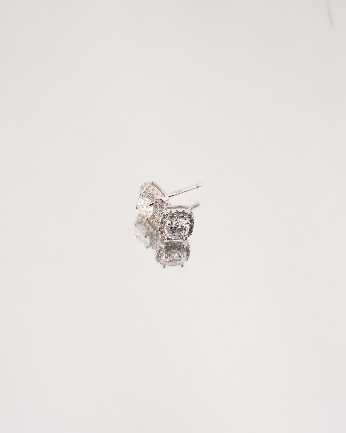 Cushion Illusion .5ct Rhodium-Plated Earrings