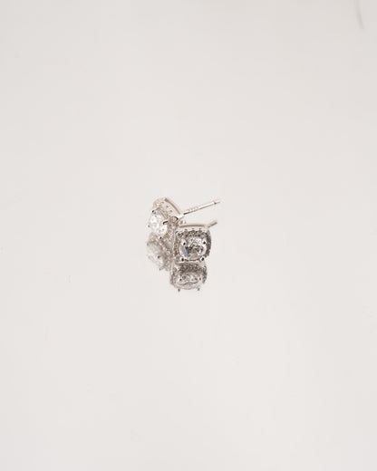 Cushion Illusion .5ct Rhodium-Plated Earrings