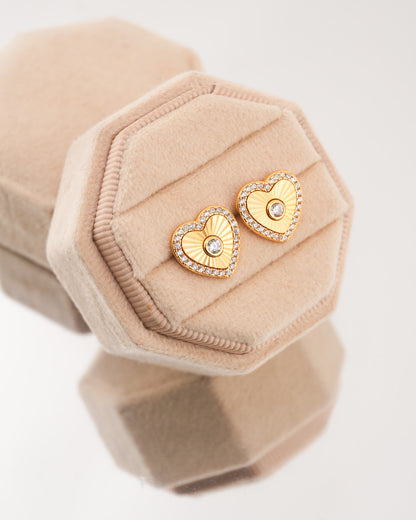 Heart Stone Stud Rhodium-Plated