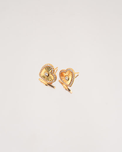 Heart Stone Stud Rhodium-Plated