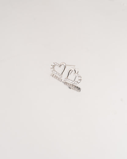 Crystal Open Heart Stud Rhodium-Plated Earrings