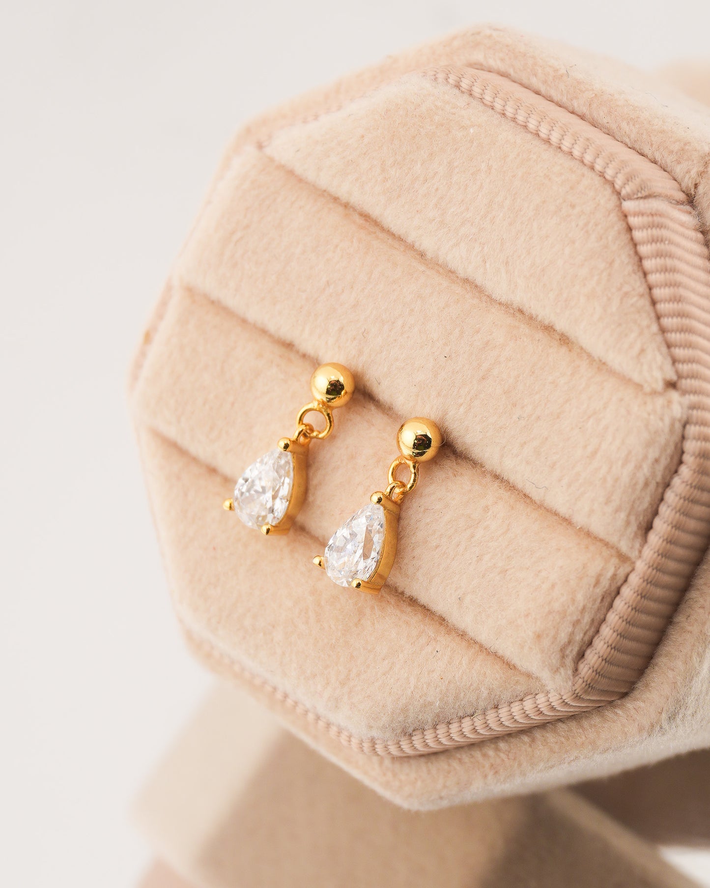 Dangling Pear Stud Rhodium-Plated Earrings
