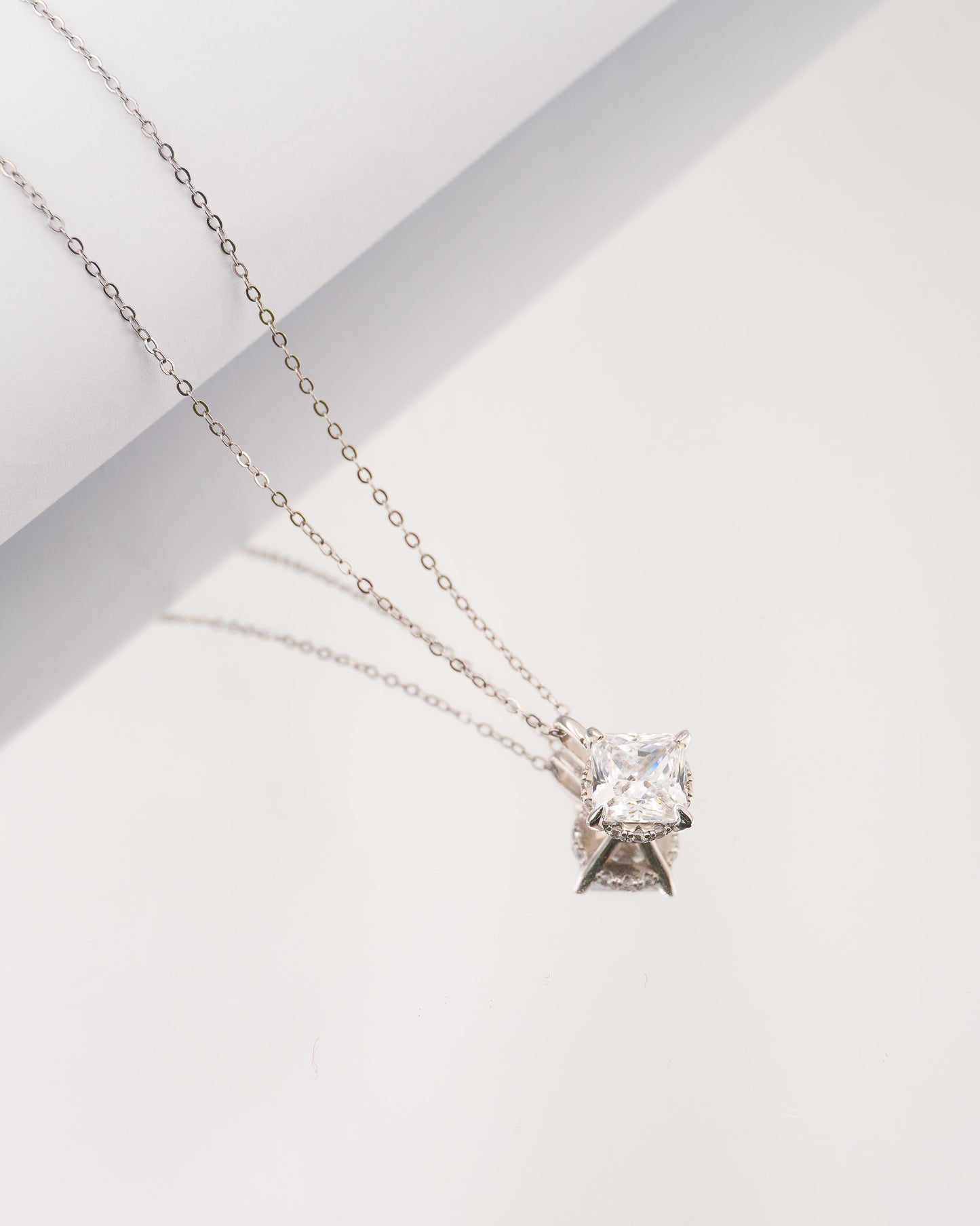 8A Crystal Diamond Rhodium-Plated Necklace