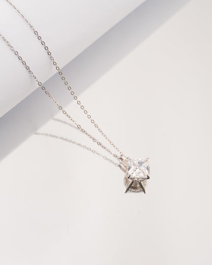 8A Crystal Diamond Rhodium-Plated Necklace