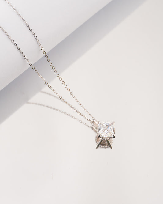 8A Crystal Diamond Rhodium-Plated Necklace