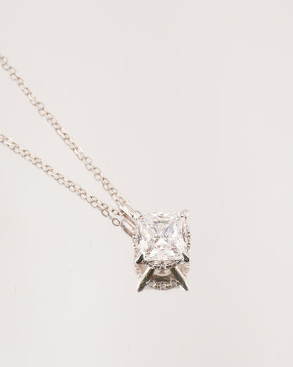8A Crystal Diamond Rhodium-Plated Necklace